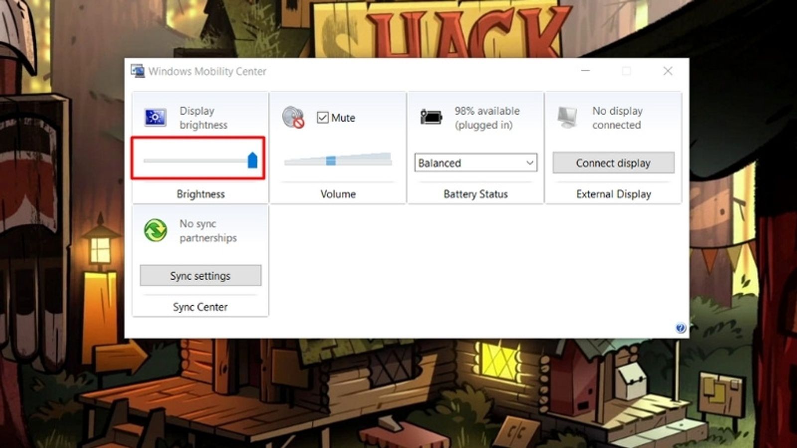 Kéo thả thanh ngang ở khu vực Display brightness